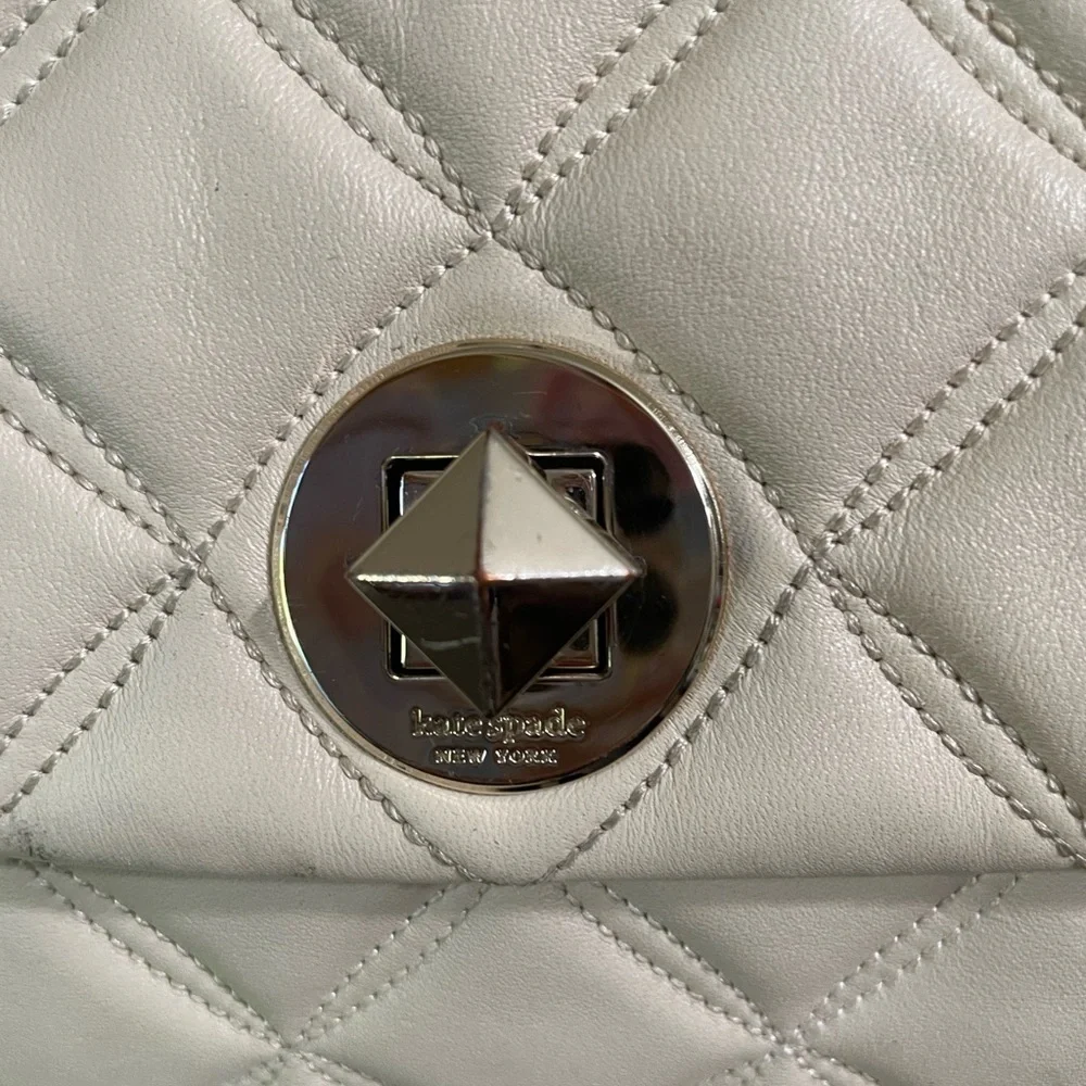 Kate Spade Natalia Cream Quilted Chain Shoulder Bag